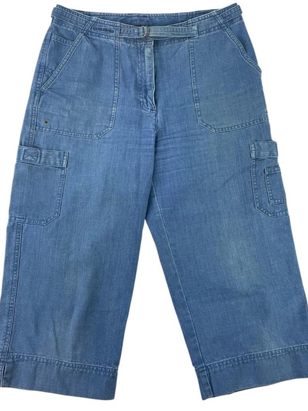 Vintage Lauren Ralph Lauren Cropped Denim Cargo Capri Pants 90s Y2K Retro